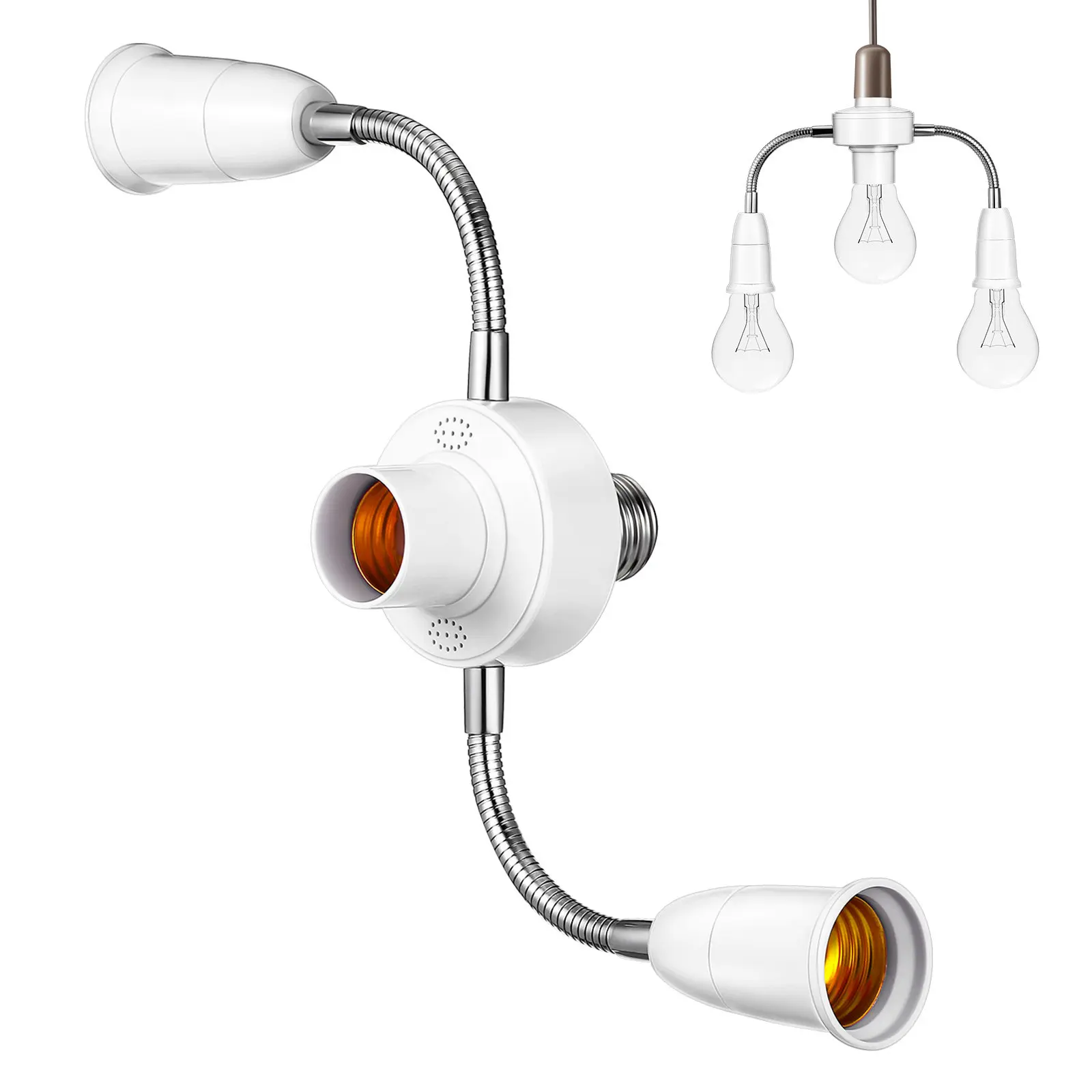 

Single Head to Three Heads E27 Light Socket Adapter Flexible Hose LED Light Socket Splitter Adjustable Multi-Head Extension