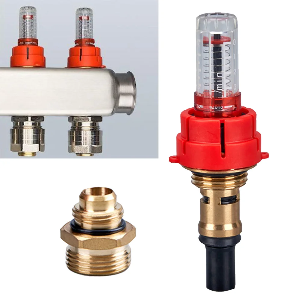 For Water Flow Meter for Underfloor Heating Systems Reliable Brass Regulator with Easy Clean Sight Glass and Flow Rate Display