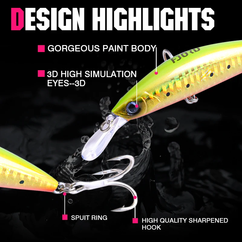 FJORD 29g 90mm Fishing Lure Sinking Minnow Hard Bait Professional Seawater Saltwater Fishing Tackle Accessories