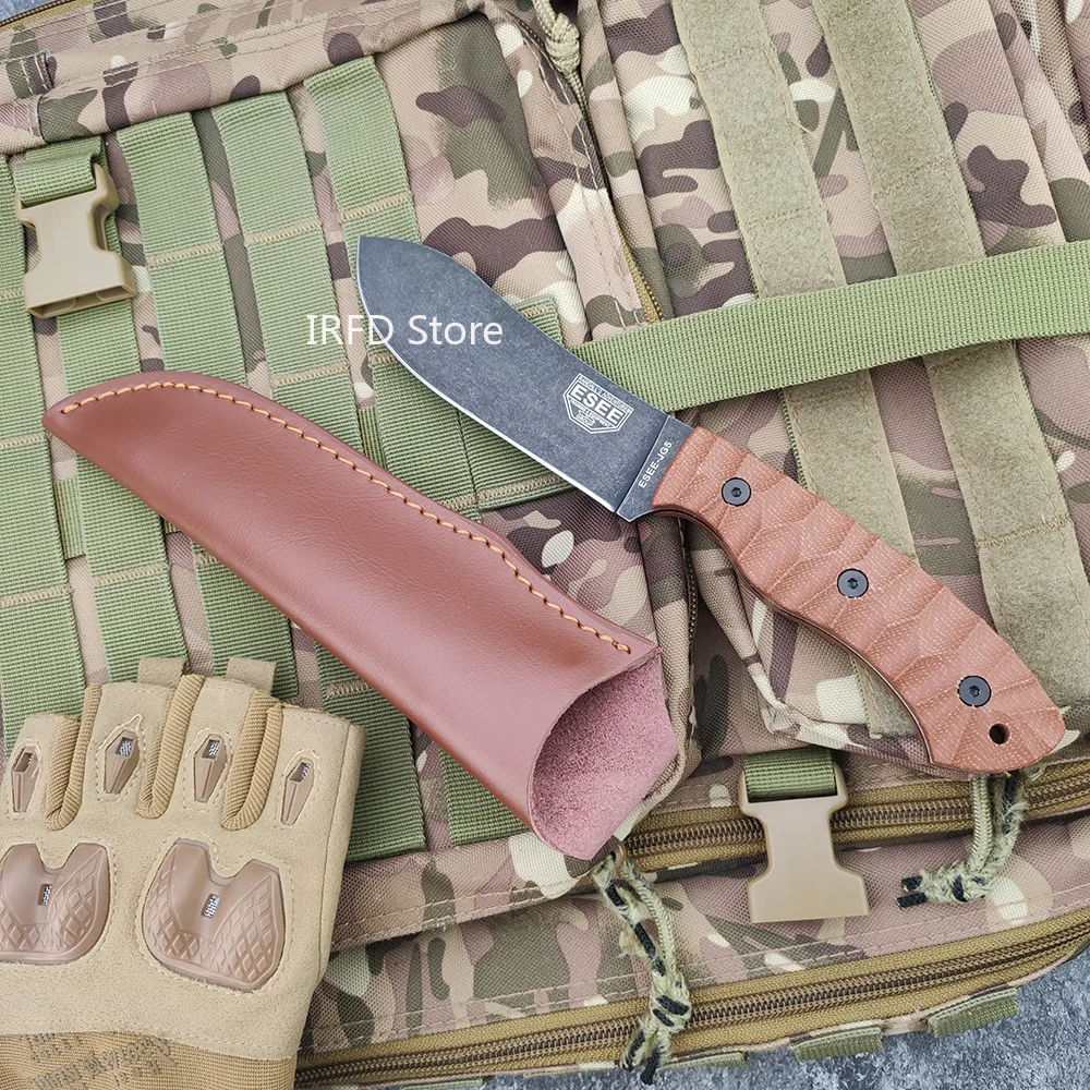 ESEE JG5 Fixed D2 Blade Knife with Sheath Durable EDC Utility Gear Wilderness Trekking Camping Picnic Backpacking Field Fruit Harvest Cord Cutting Parcel Unboxing Road Trip Countryside Outdoor Excursion Home Package Opening Garden Pruning Branch Trimming