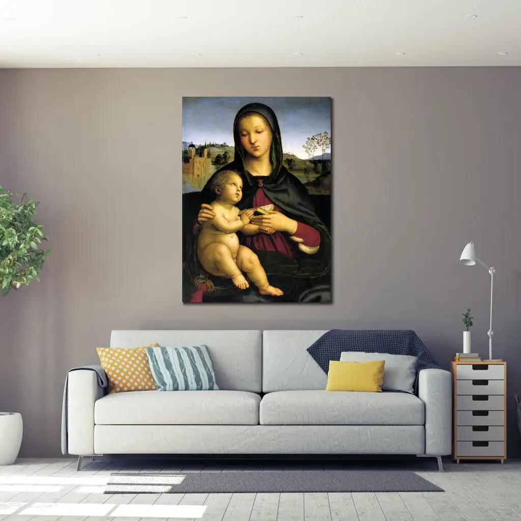 Christ Canvas Wall Art Printed Picture Dining Room Home Decor Madonna and Child Raphael Painting Poster Christian Artwork Modern