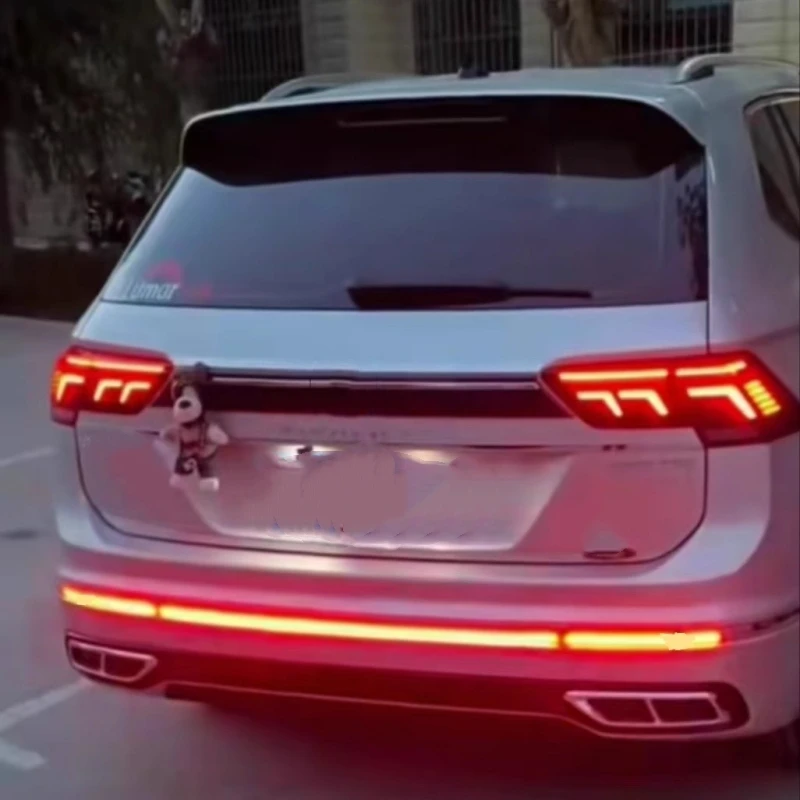 المصد الخلفي LED من خلال مصباح لسيارة Volkswagen vw Tiguan L 2022 2023 2024 تعديل مصباح مكبح بدوره إشارة #6