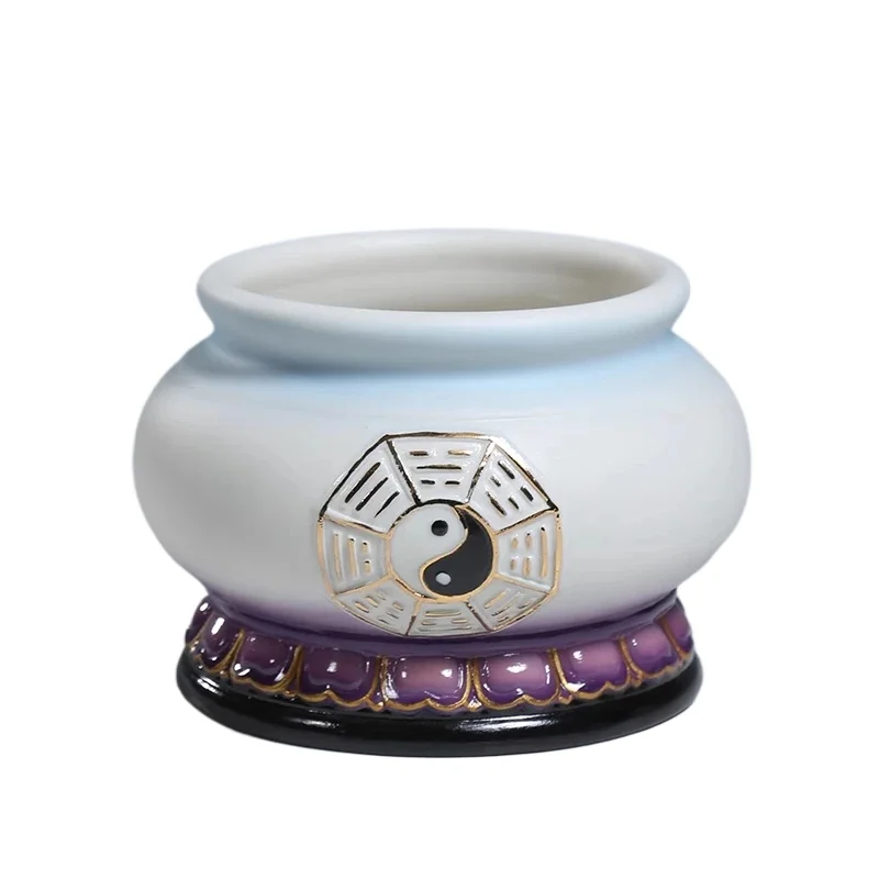 1PCS Ceramic Taoist Tai Chi Bagua Lotus Incense Burner Home Incense Offering Buddha Offering Feng Shui Ornament