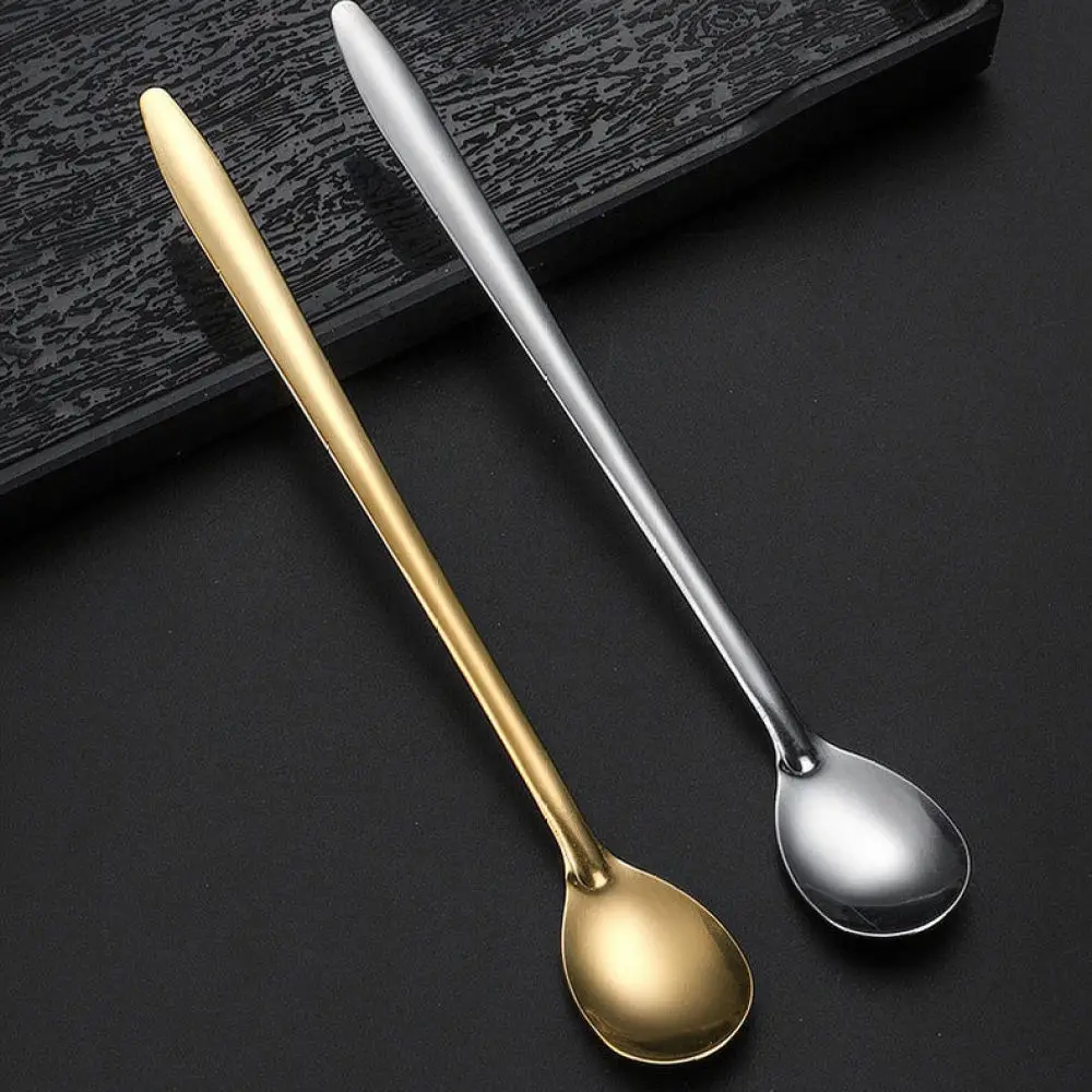 Professional Stainless Steel Spoon Set Long Handle Dessert Tea Scoop Kitchen Accessory For Daily Meal Serving