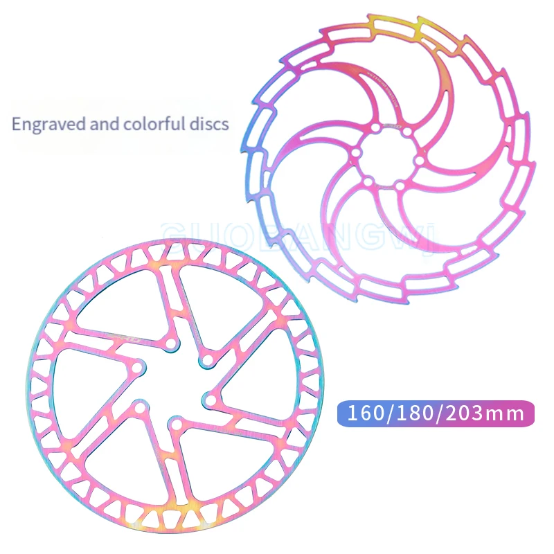 Ultra-Light Disc 160-203 Mountain Bike Colorful Hollow Disc Rotor Six-Bolt Brake Pads Efficient Heat Dissipation Wear-Resistant