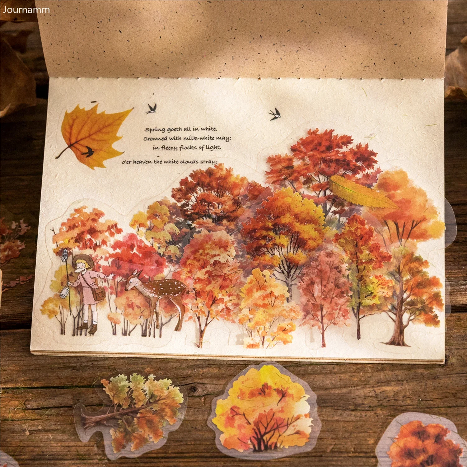 40pcs/pack Tree Stickers Nature Colorful Tree PET Stickers Scrapbooking Collage Diary Decor Stationery Album Materials Stickers