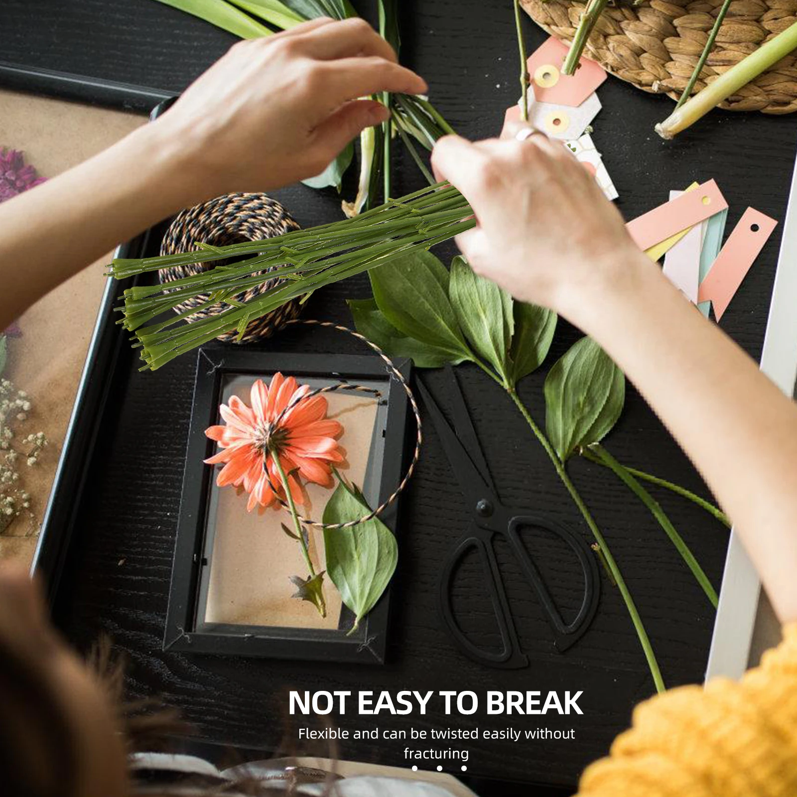 

50pcs Plastic Flower Stems Artificial Stem For Wedding Diy Craft Bouquet Arrangement Garden Office Party Sturdy Flexible Fake