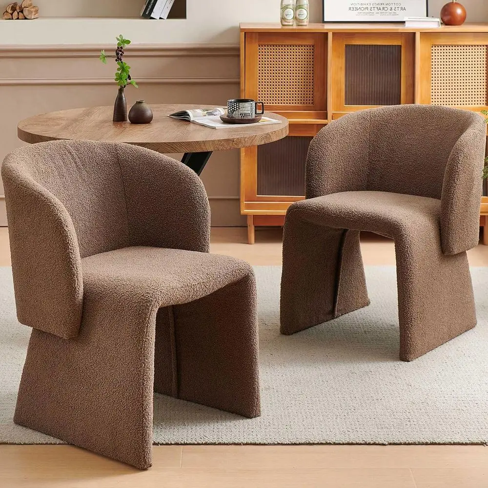 

Dining Kitchen Chairs Set of 2, Modern Mid Century Living Room Chairs Upholstered Round Backrest Accent Side Chairs Comfortable