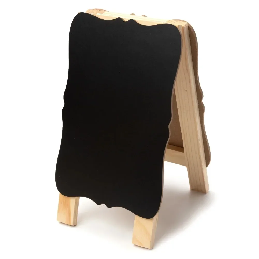 中型折りたたみ黒板 & ドライイレース、木製イーゼル付き、両面