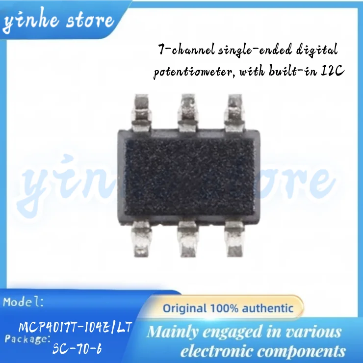 Original and genuine MCP4017T-104E/LT SC-70-6 7-bit single-channel digital potentiometer chip