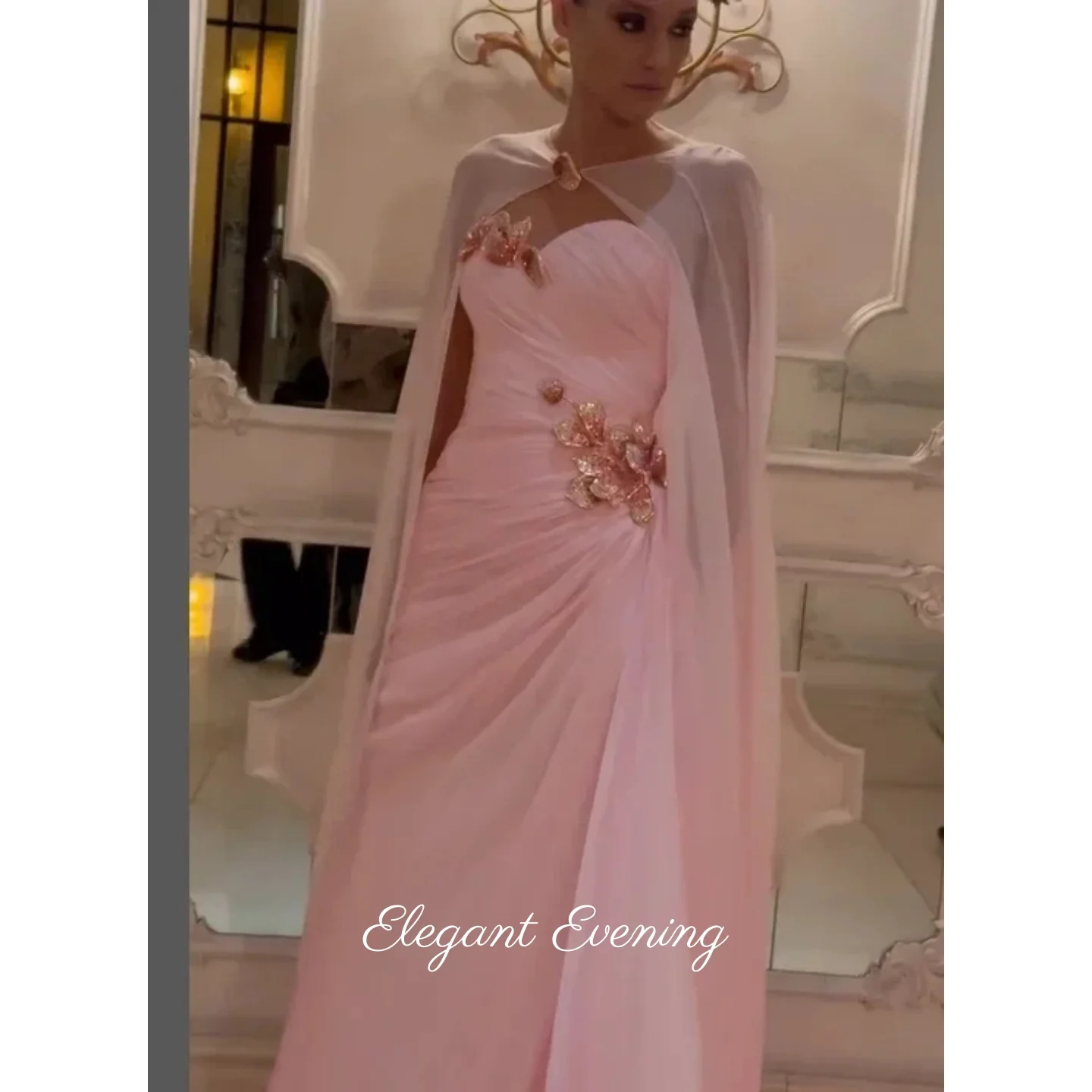 

Розовые шифоновые вечерние платья в Саудовской Аравии длиной до пола, платье подружки невесты по индивидуальному заказу, платья для выпускного вечера с открытыми плечами, вечерние женские платья