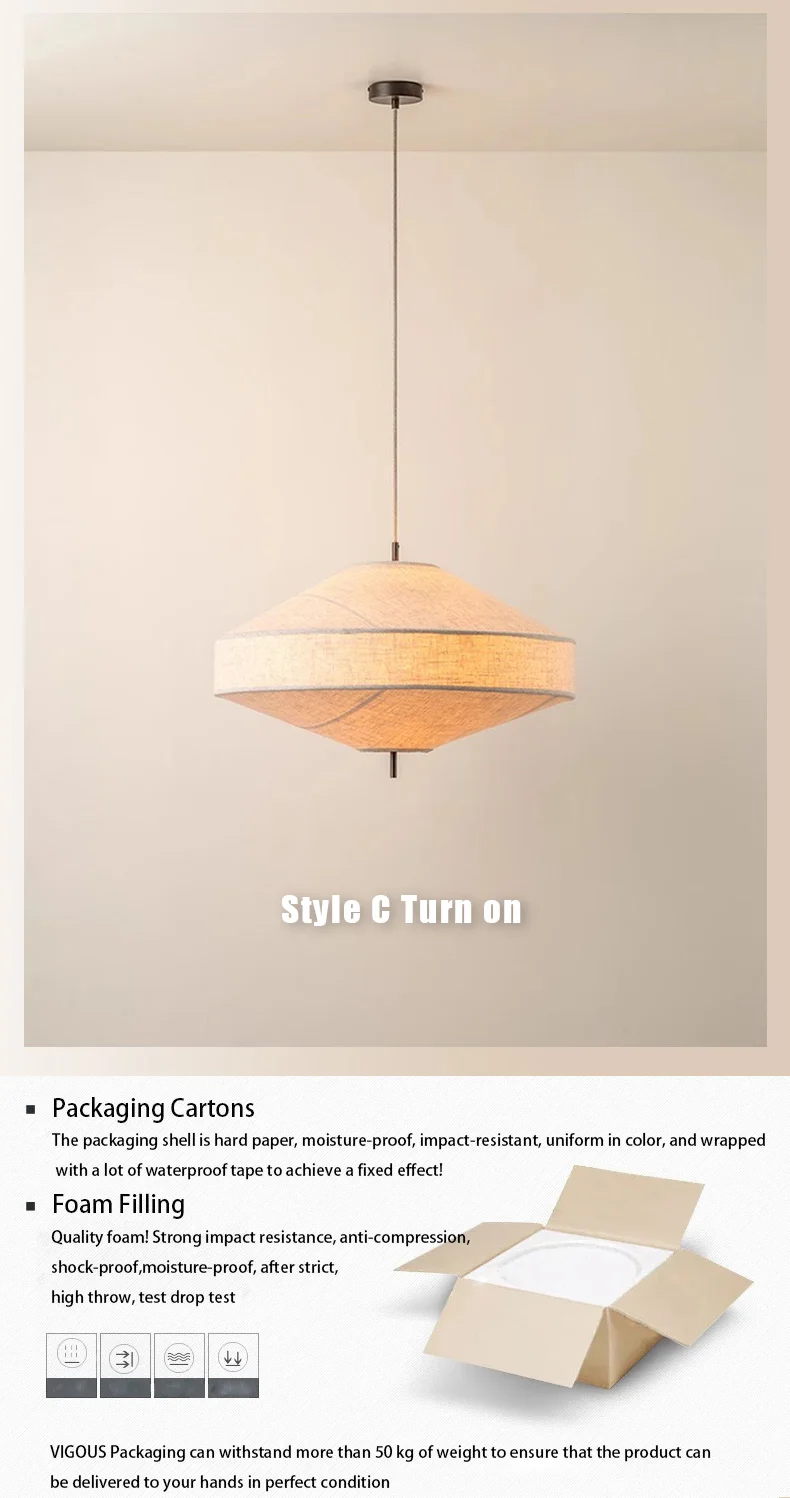 Japanese Wabi Sabi Fabric Pendant Light image 7