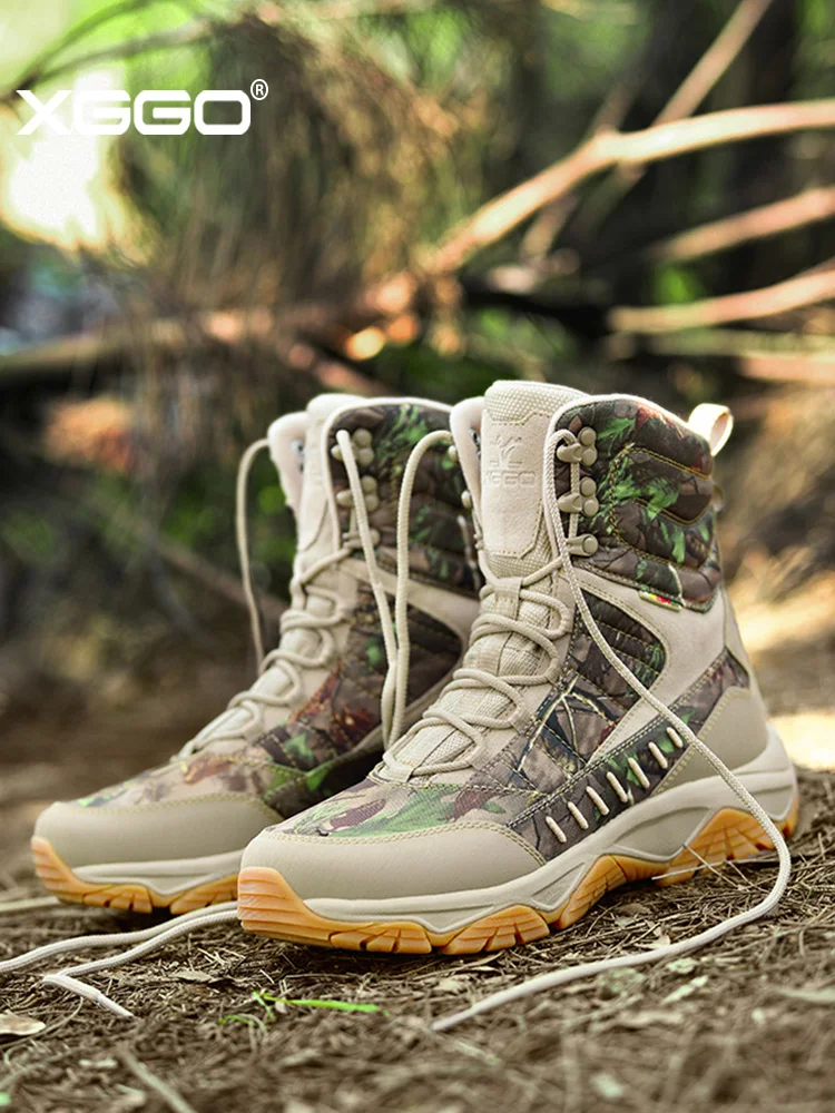 XIANG GUAN Cow Leather hiking shoes Men waterproof hunting boots Tactical shoes Desert Boots Women Ankle sneakers trekking boots