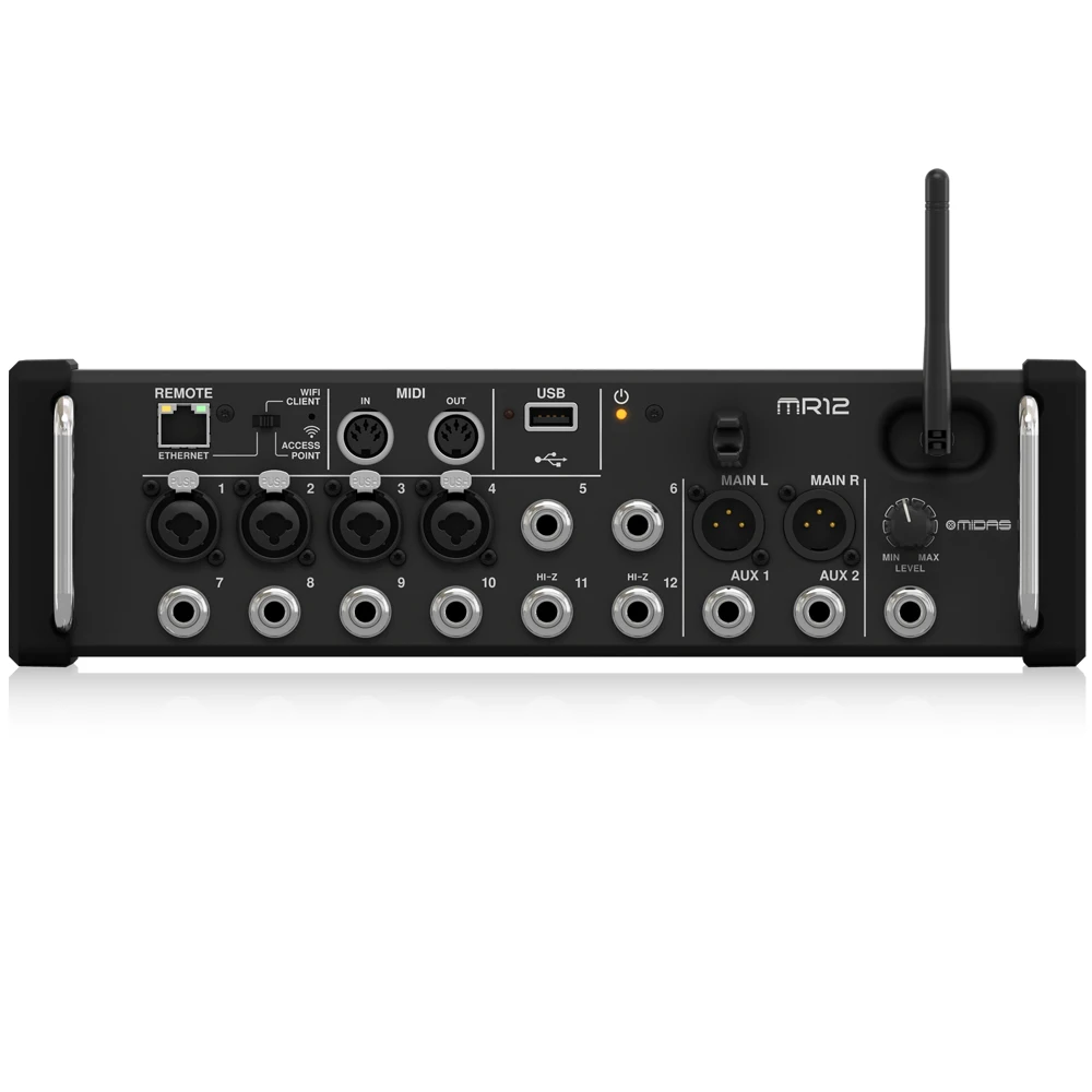 Midas MR12 12-Input Rackmount Digital Mixer for iPad/Android Tablets with 4 Preamps, 8 Line Input, WiFi Module and USB Recorder