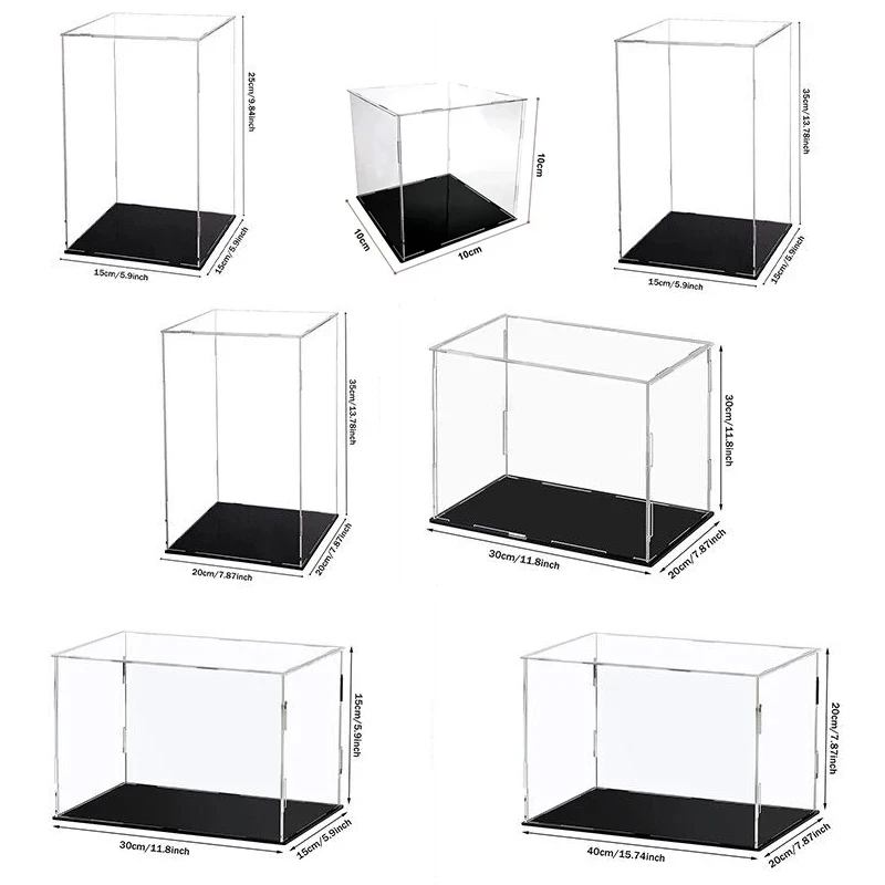 75 Sizes Assemble Clear Acrylic Cube Display Case, Dustproof Protection Showcase for Toy Modle, Action Figures, Countertop Box