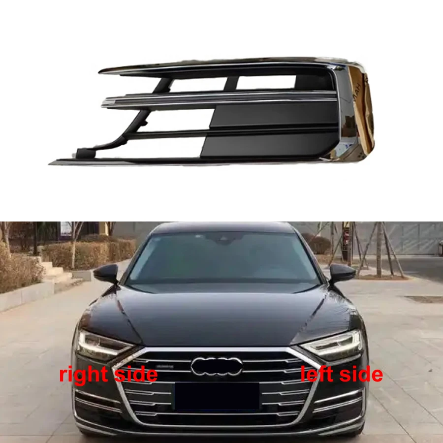 

For Audi A8 A8L 2018 2019 2020 2021 Car Accessories Fog Light Cover Front Lower Bumper Vent Grille Fogs Lamp Frame No Hole