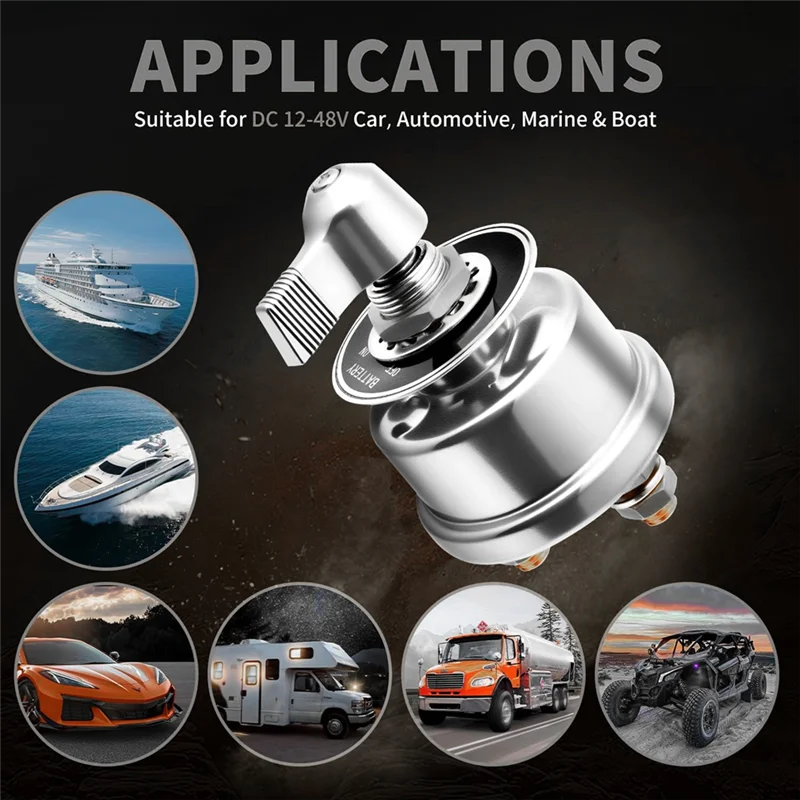 مفتاح فصل البطارية ABGE-Heavy Duty 200A 12V مع دعامة تثبيت جانبية، مفتاح إيقاف تشغيل البطارية