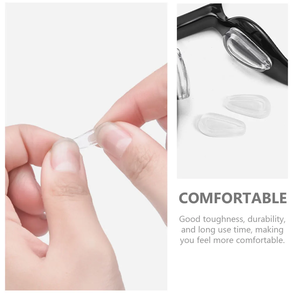 

10 Pairs Soft Anti Slip High Durability Anti Slip Silicone Pads Nose Pads Fit Nose Bridge Comfort Glasses Accessories