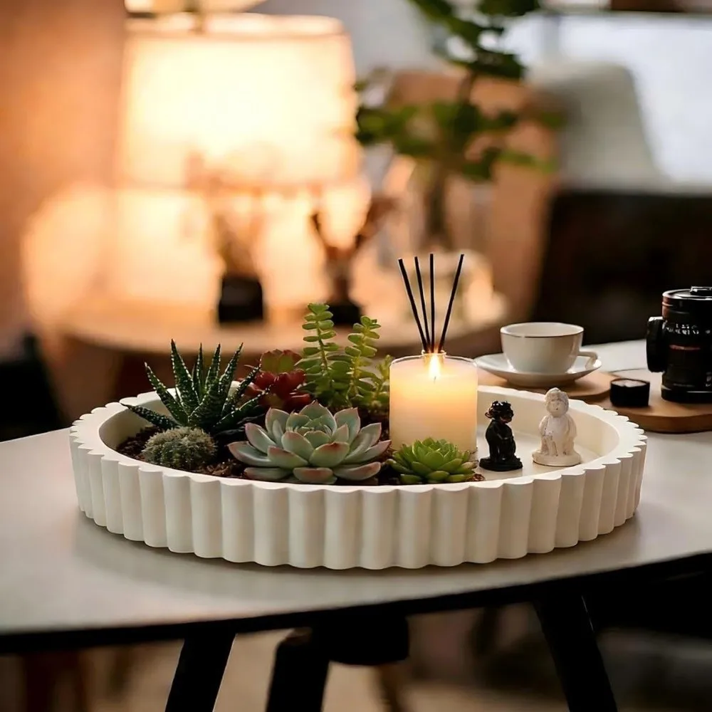 New Wavy Edge Modern Decorative Tray 23cm/30.5cm Round Shape Storage Tray Minimalist Multifunctional Tray Vanity