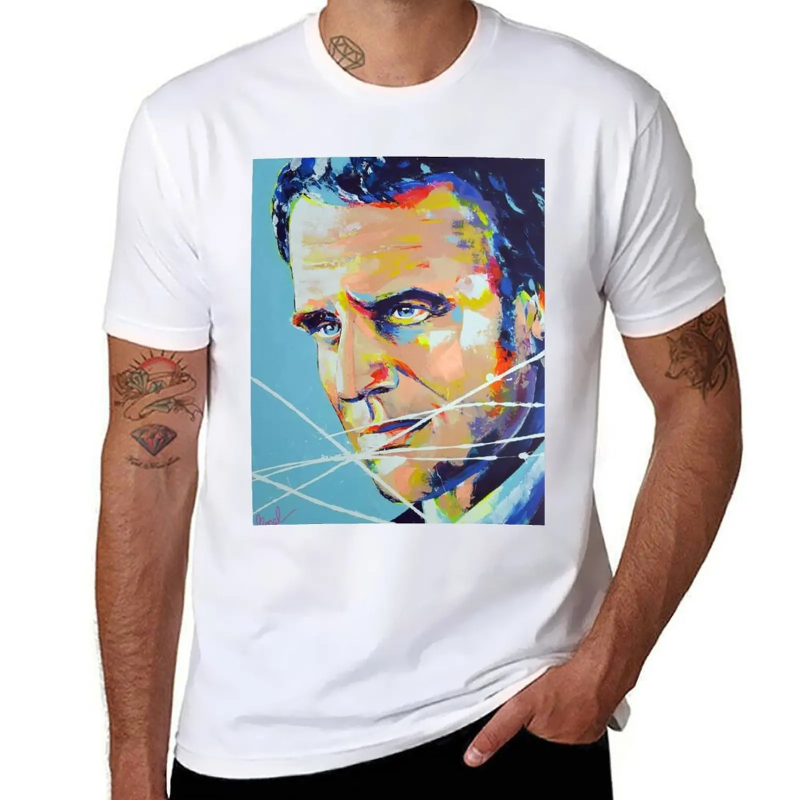 

President Emmanuel Macron Artpainting T-Shirt t shirt for man t shirts for man cotton essential t shirt T-shirt