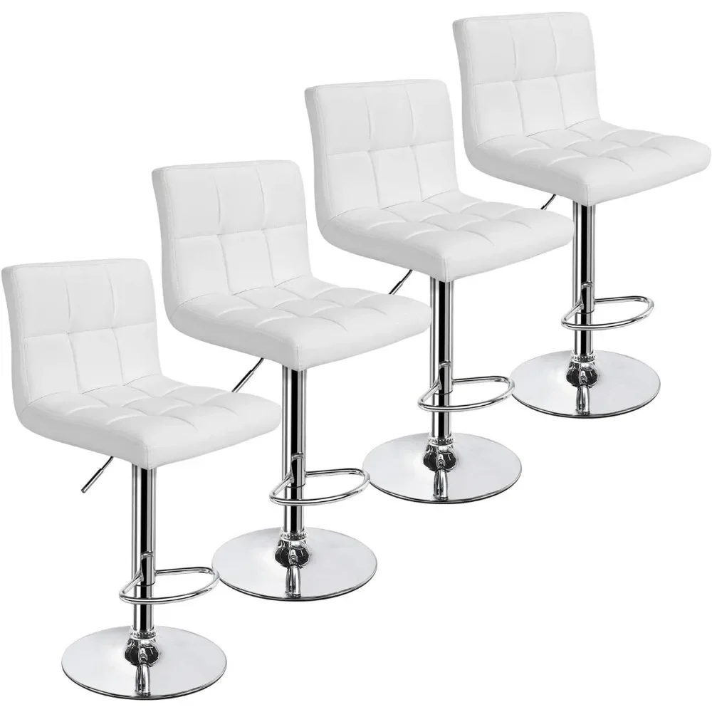 

X-Large Bar Stools - Square PU Leather Adjustable Counter Height Swivel Stool Armless