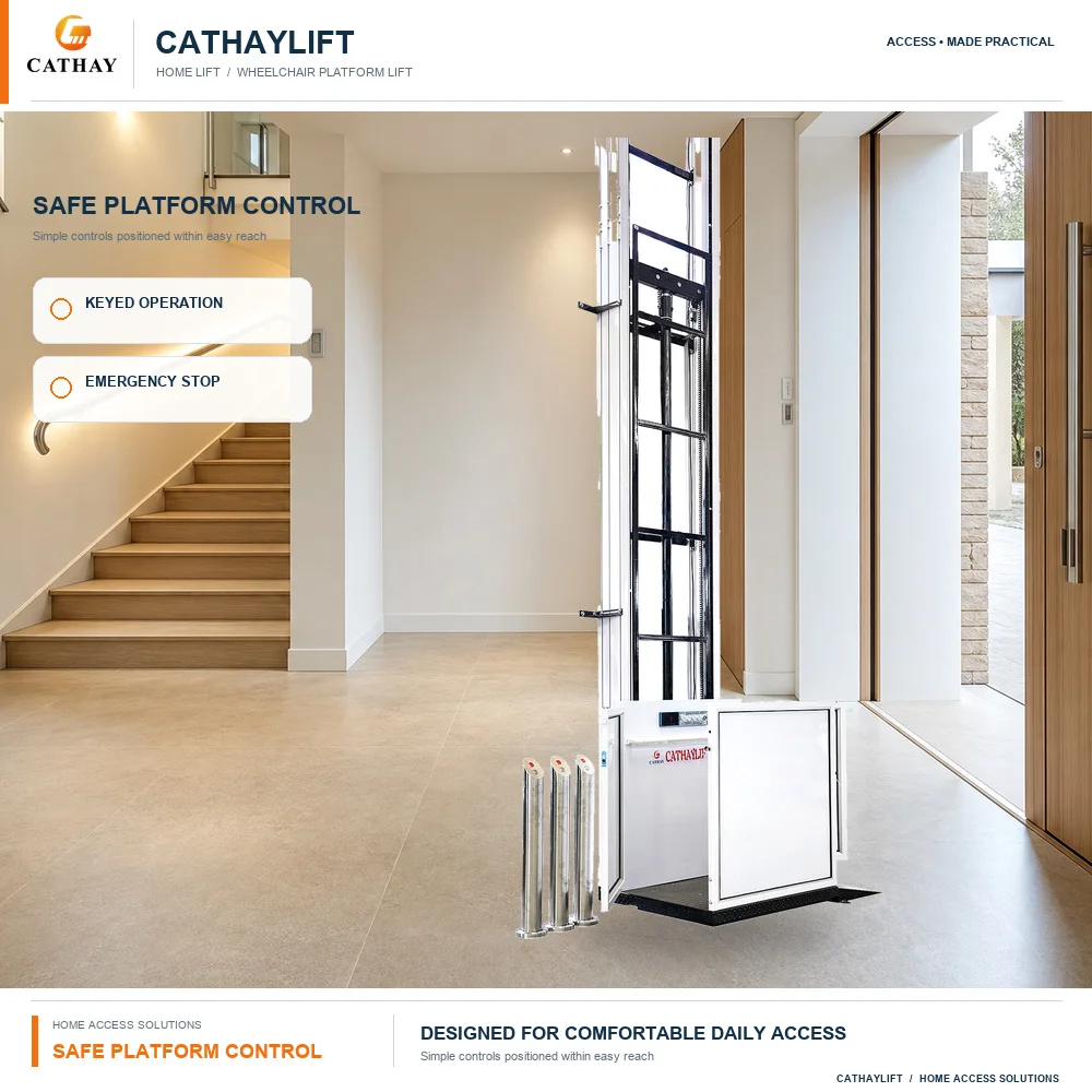 Factory Outlet Barrier-free Hydraulic Home Elevator with Stainless Steel Construction 250KG Capacity