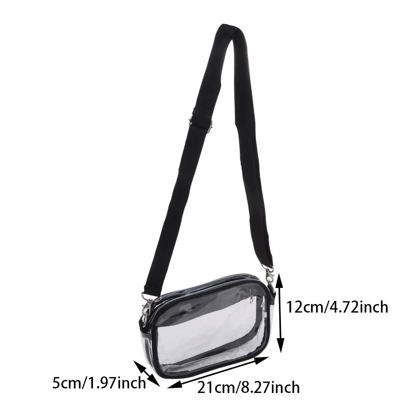 Klare Damen-Umhängetasche, Stadion, PVC, Konzert, transparente Geldbörse, einfache Umhängetasche mit Vordertasche, lässige Handtasche – Detail 5