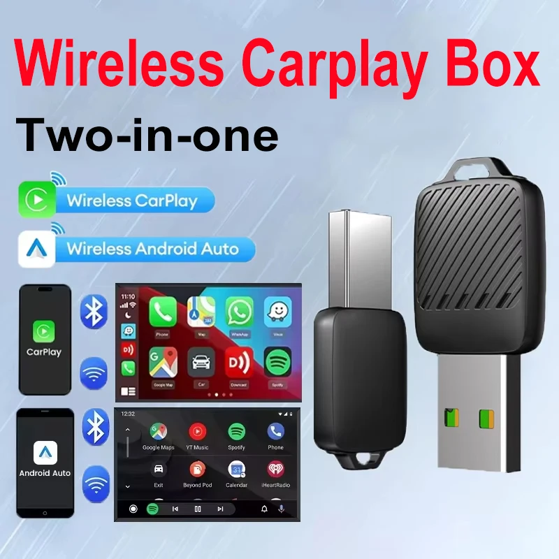 Neue Drahtlose Android Auto Adapter Drahtlose CarPlay Dongle 2in1 Auto Intelligente Systeme Smart Box Für Auto Mit Wired CarPlay