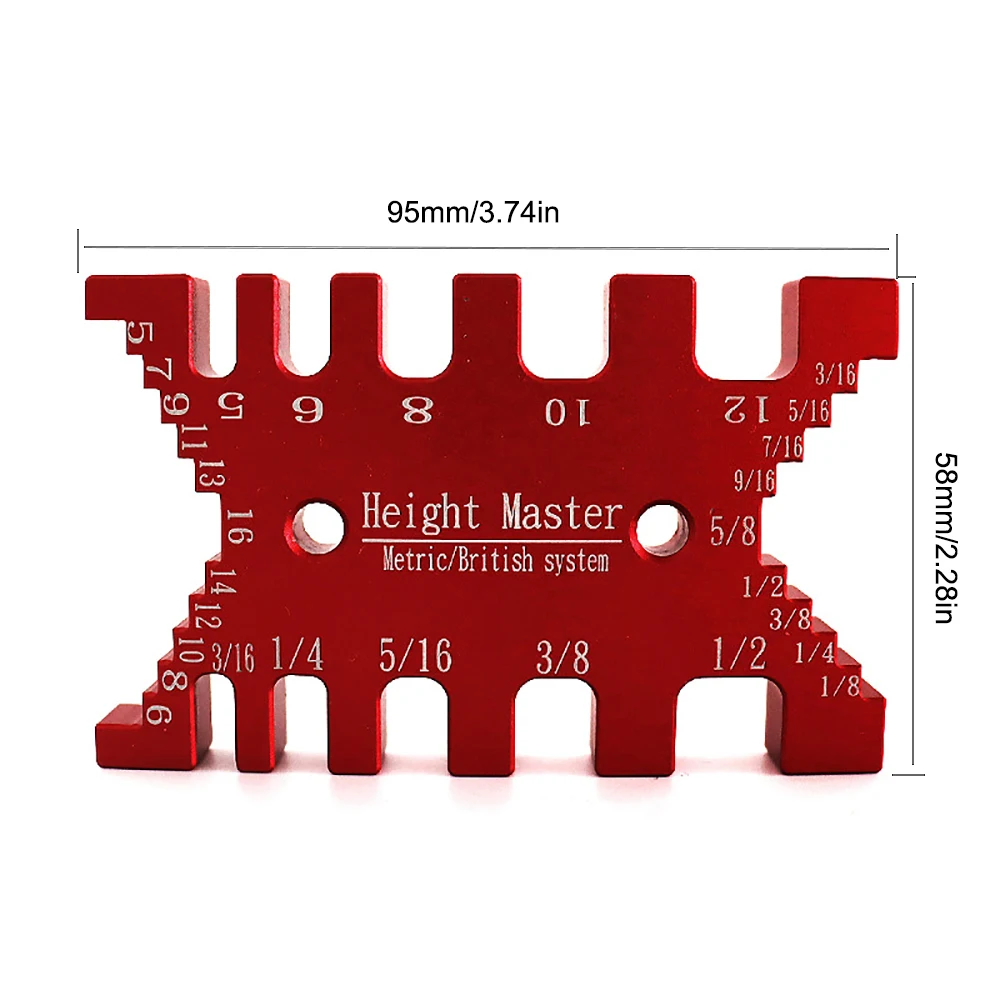 Precision Tenon Gaps Gauge Aluminum Dovetail Jig Woodworking Tenon Caliper Table Saw Depth Gauge Metric Inch Height Measuring