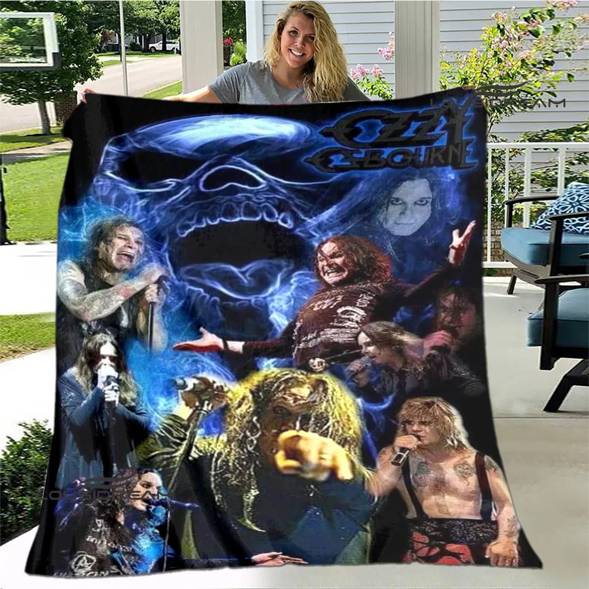 Ozzy osbourne retro printing blankets to keep warm soft and comfortable home travel bed blanket bed linings birthday gift