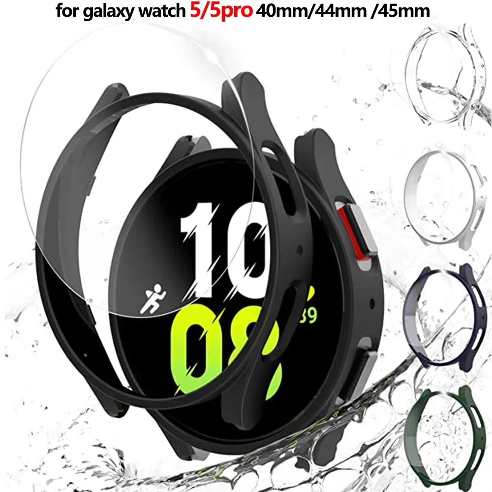 

Glass+Case for Samsung Galaxy Watch 5 40mm 44mm Waterproof All-Around Protective Galaxy Watch 5 Pro 45mm Cover+Screen Protector