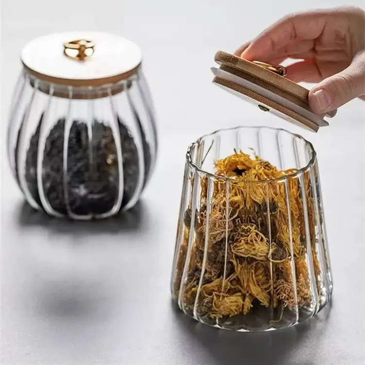 CX household high borosilicate storage tank transparent heat-resistant petal vertical pattern jar