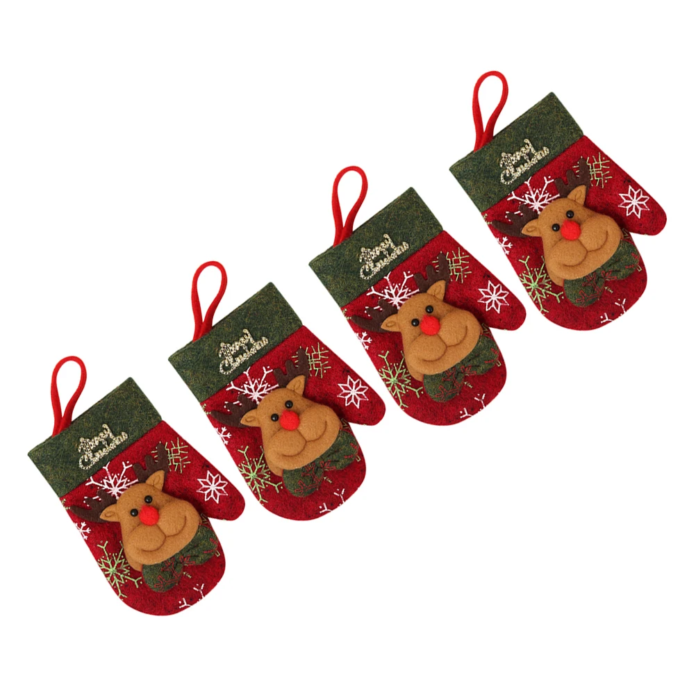 

4 pcs Cutlery Gloves Christmas Decor Desktop Kitchen Fork Gift Bag Reusable EcoFriendly NonFading Tableware Bags