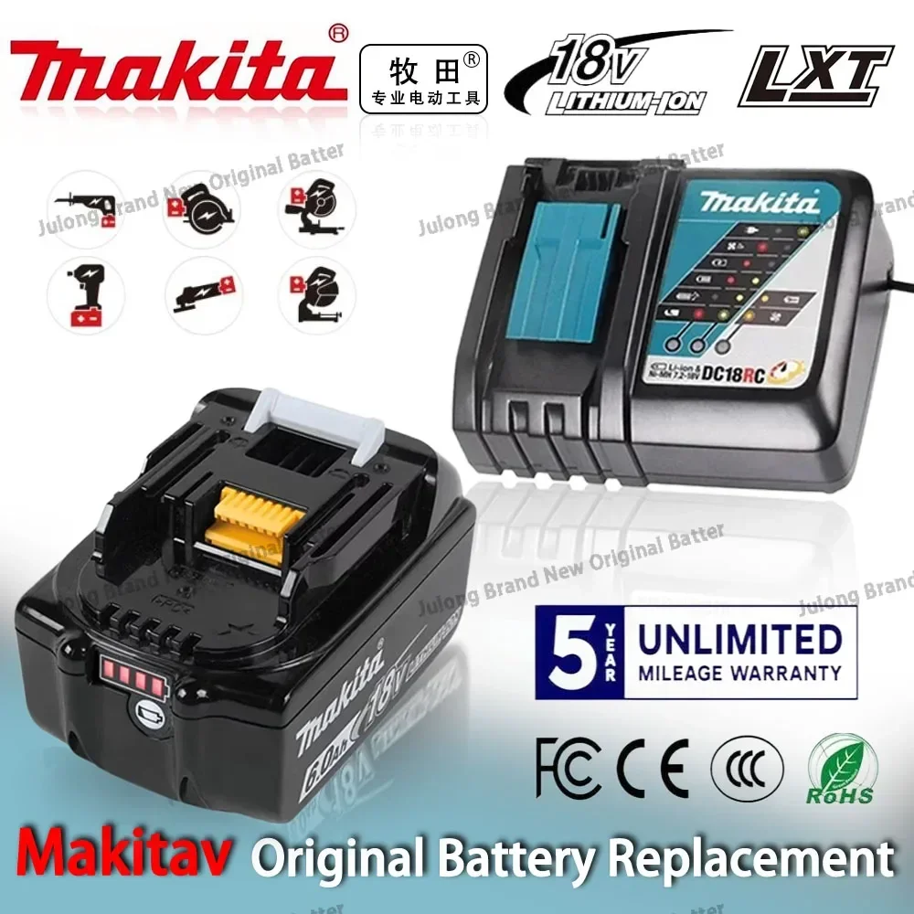 

100% Genuine 18V Battery for Makita 6Ah/5Ah/3Ah BL1830B BL1850B BL1850 BL1840 BL1860 BL1815 Replacement Lithium Battery