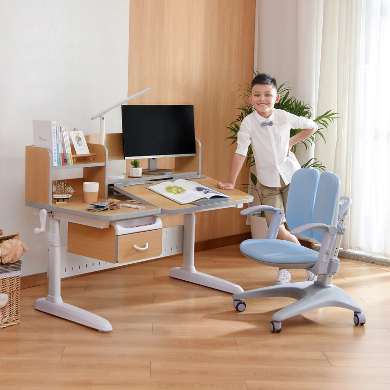 Mesa de estudio de madera para niños, mesa ajustable, silla de estudio