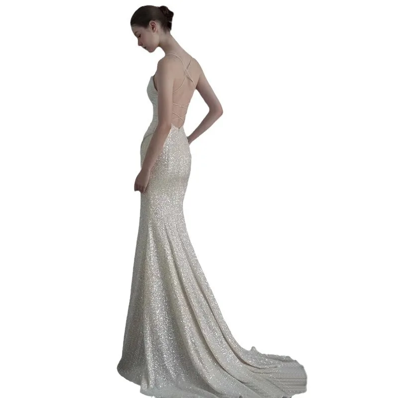 Französisches Abendkleid für Damen, neu, High Sense, hochwertig, erschwinglich, luxuriös, Nische, Geburtstag, Hochzeit, Gastgeber, Sling, Frühling