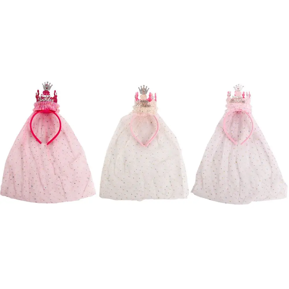 Couronne en maille à sequins pour enfants, cerceau de cheveux, bandeau d'anniversaire, bandeau de sauna de style coréen, vêtements de sauna pour filles, accessoires pour cheveux, joyeux anniversaire