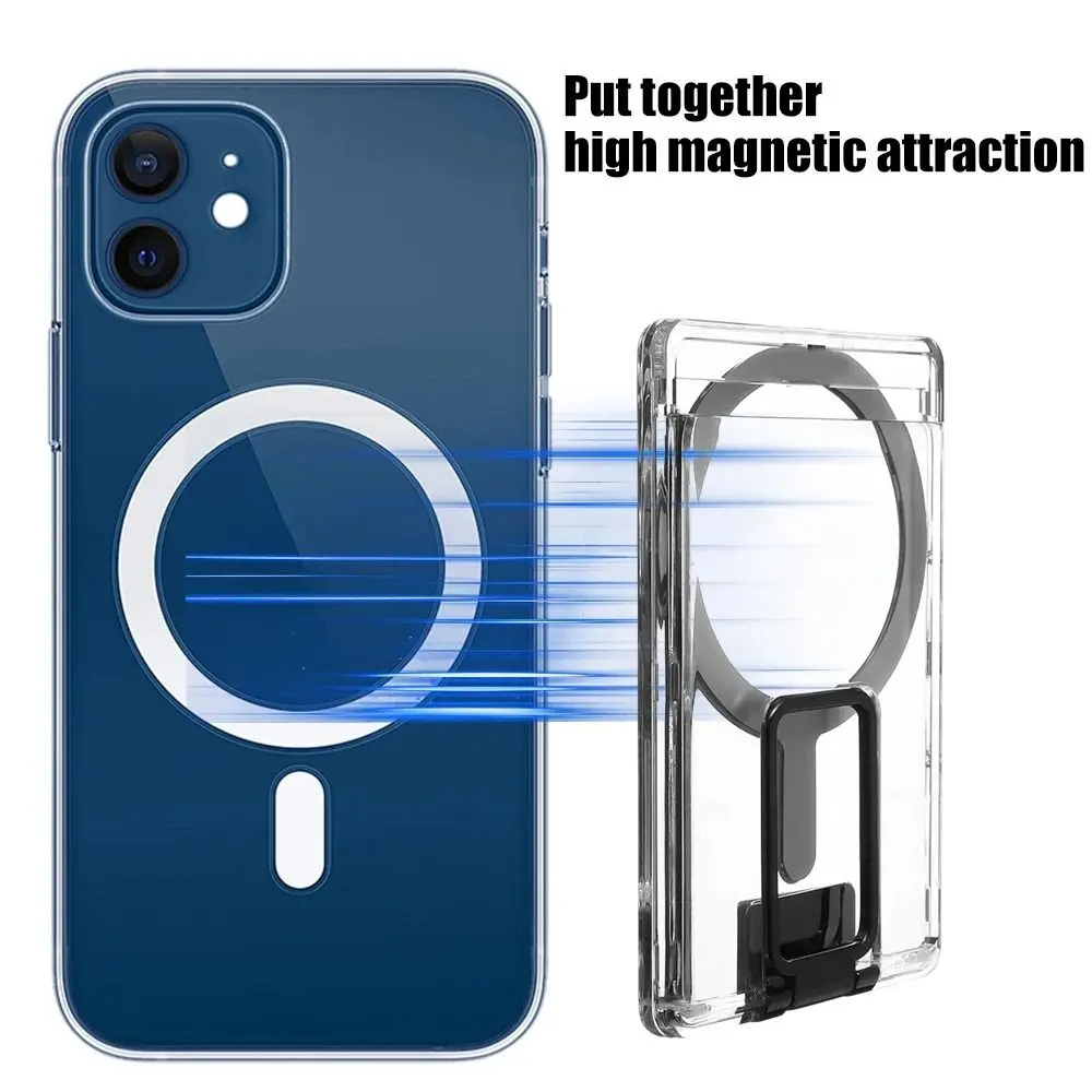 Magnetic Cellphone Wallet Holder Transparent Card Bag Slot Card Case Card Phone Holder Pocket Bag for IPhone 15 Pro Bracket