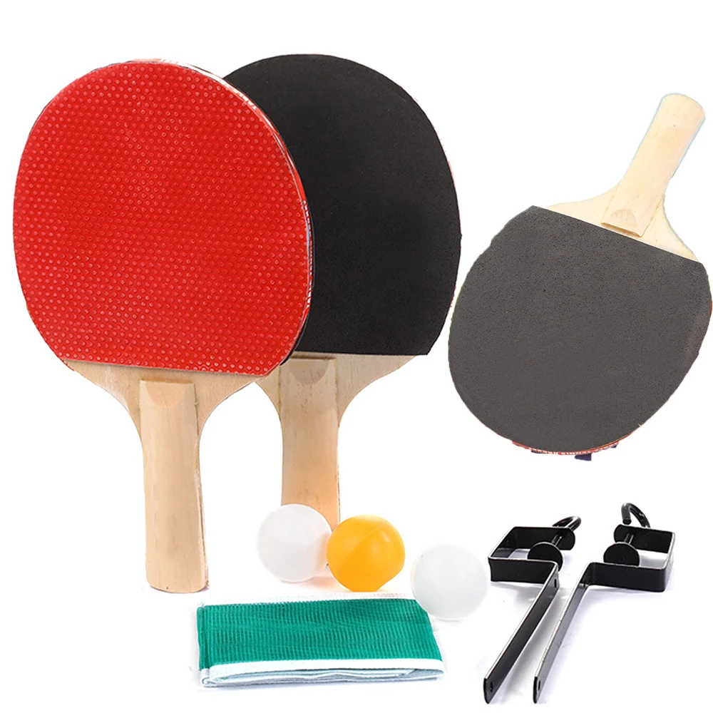 Table Tennis Racket with Table Tennis Net and Post Set Ping Pong Racket Set  Pimples-in Rubber Professional Ping Pong Racket Set