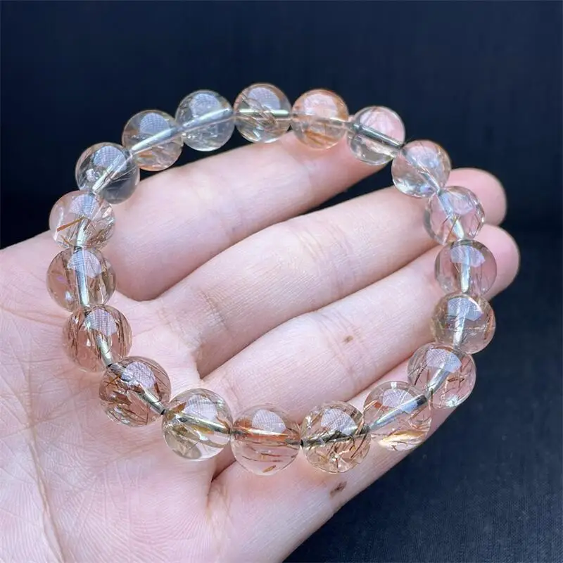 10MM Natural Black Gold Super Seven Quartz Bracelet Crystal Reiki Healing Stone Fashion Jewelry Gifting Gift For Women 1PCS