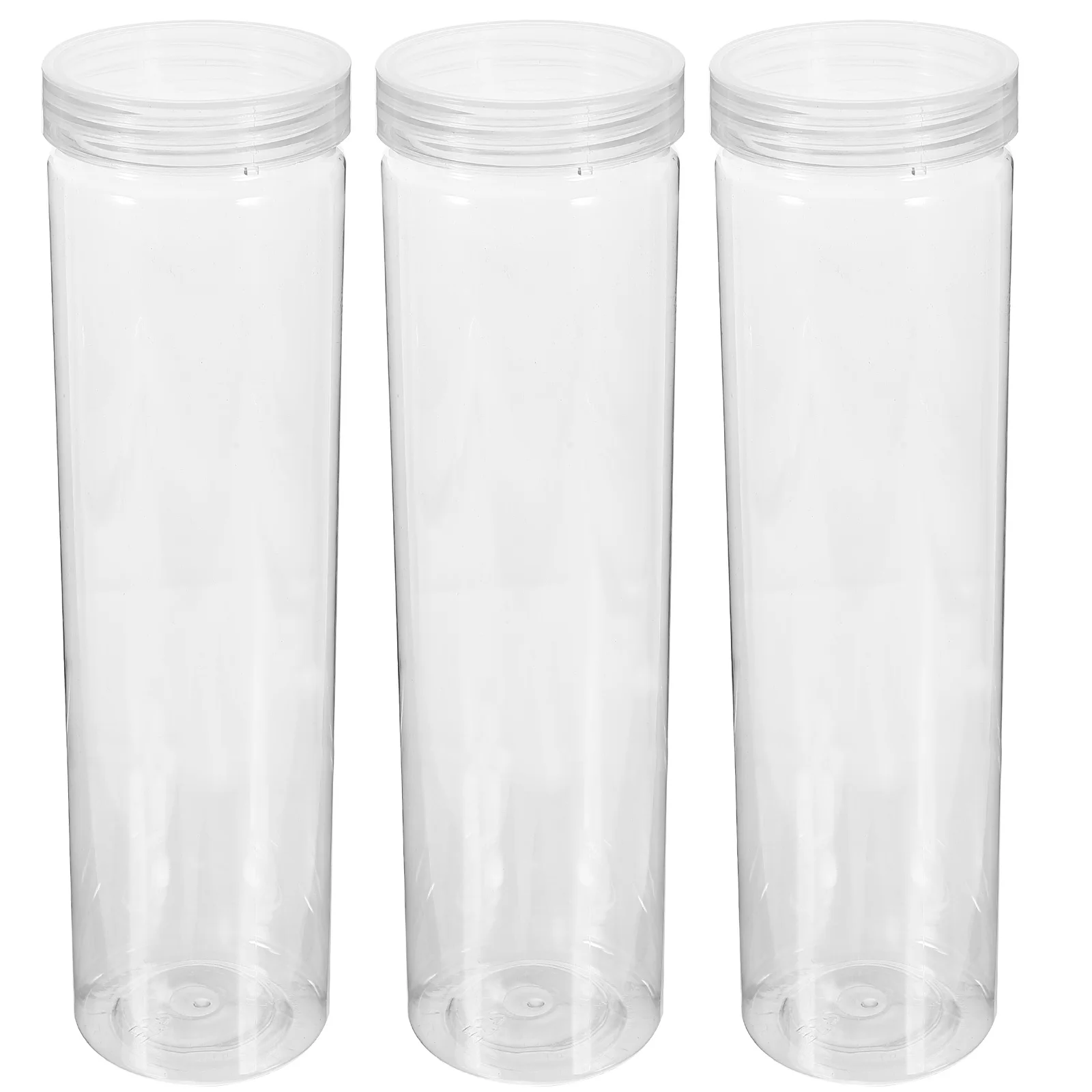 

3pcs Storage Container For Daily Use 5x24 5cm PET Round Storage Containers with Lids Airtight Kitchen Food Jars Canisters Large