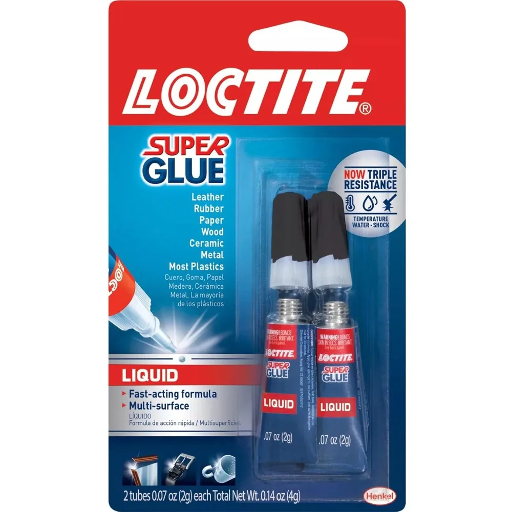 Super Glue Clear 0.07 fl oz Tube 2 Pack Instant Adhesive for Plastic Wood Metal Crafts Repair