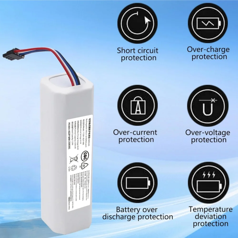For Dreame D9 F9 L10 L10 Pro Robot Vacuum Mop Cleaner 6500mAh Lithium-ion Battery P2008-4S2P-MMBK 4INR19/66-2.