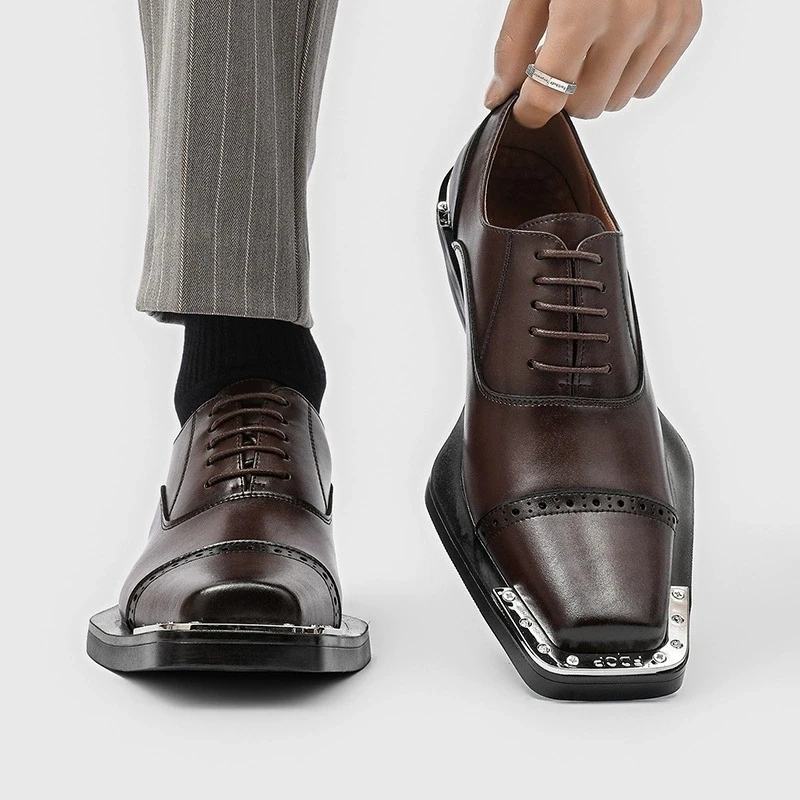 

Designer New Black Brown Men's Pointed Lace Up Brogues Oxford Shoes Gentleman Wedding Dress Formal Wedding Footwear