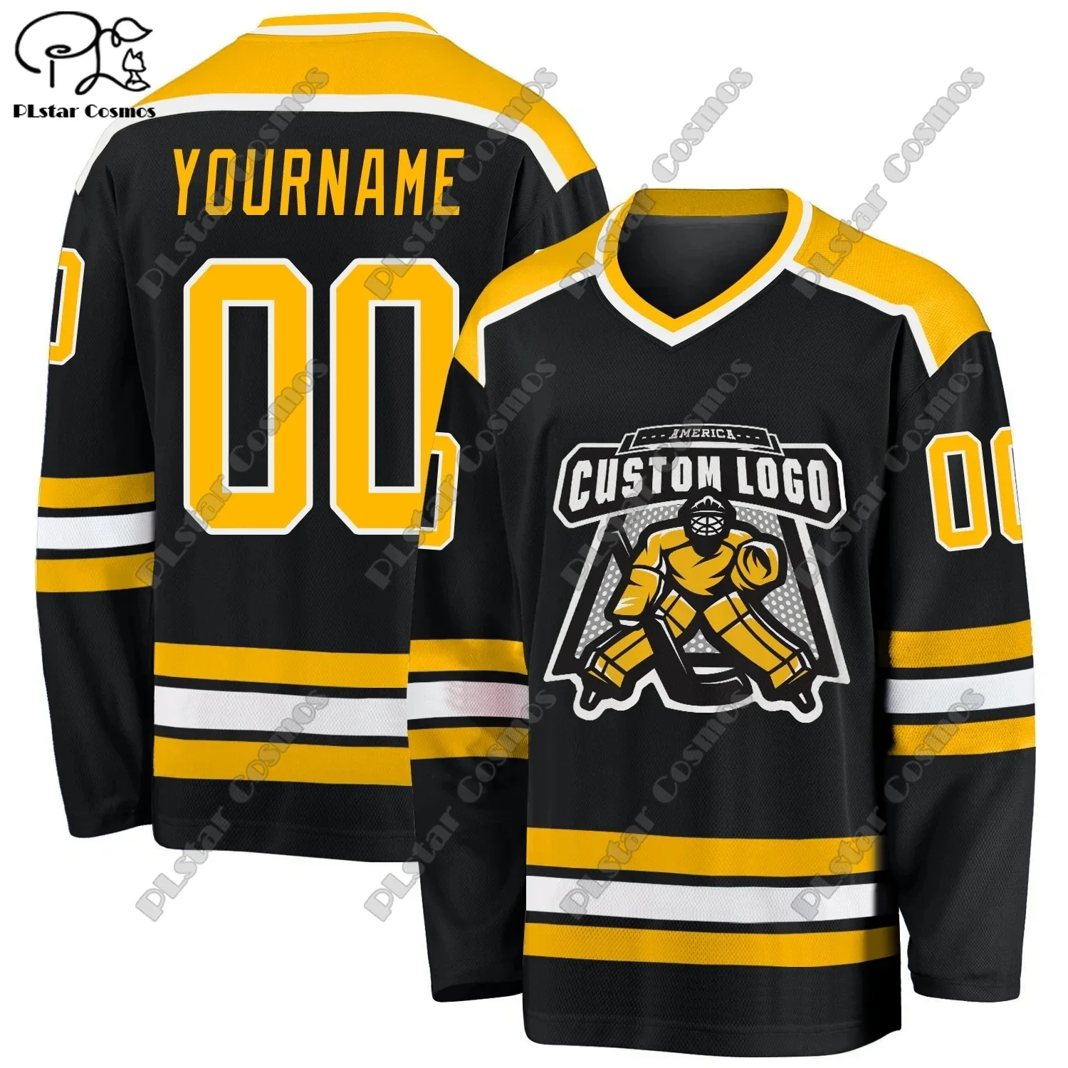 New Hockey Jersey Colorful Series V Neck Long Sleeve Personalized Customized 3D Printed Colorful Casual Sweatshirt Team Gift C-4