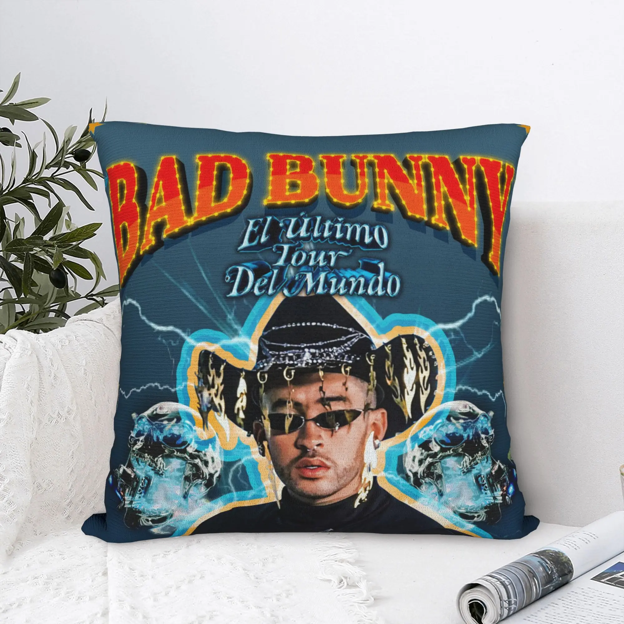 Bad Music Album Square Pillowcases Polyester Home Bunny Cushion Case Cool Decorative Throw Pillow Case 45*45