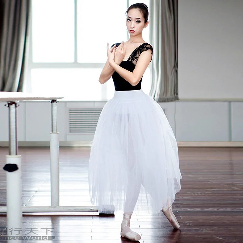 SONGYUEXIA Woman ballet long skirt Adult white ballet tutu skirt Artistic Gymnastics Dress Skirt Long professional ballet155-175