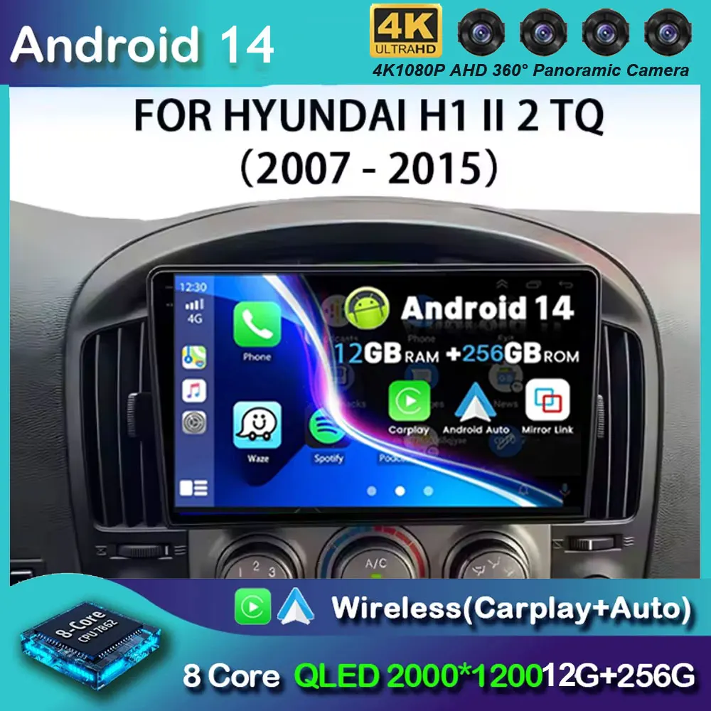 2K QLED أندرويد 15 لشركة هيونداي H1 II 2 TQ 2007 - 2015 راديو السيارة الاندورويد الوسائط المتعددة مشغل فيديو نظام تحديد المواقع ستيريو CarPlay 4G رئيس وحدة #2