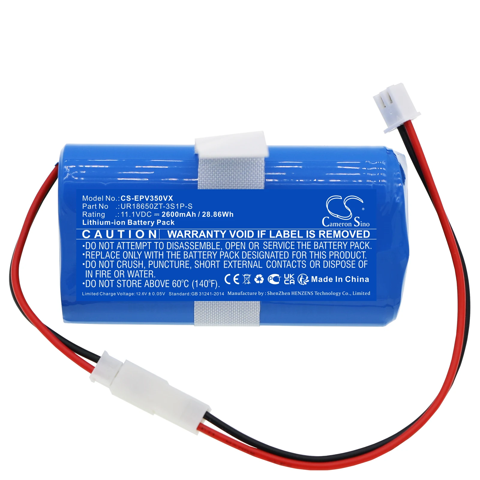 Cameron Sino 2600mAh Battery For Electropan Ilife V3S UR18650ZT-3S1P-S