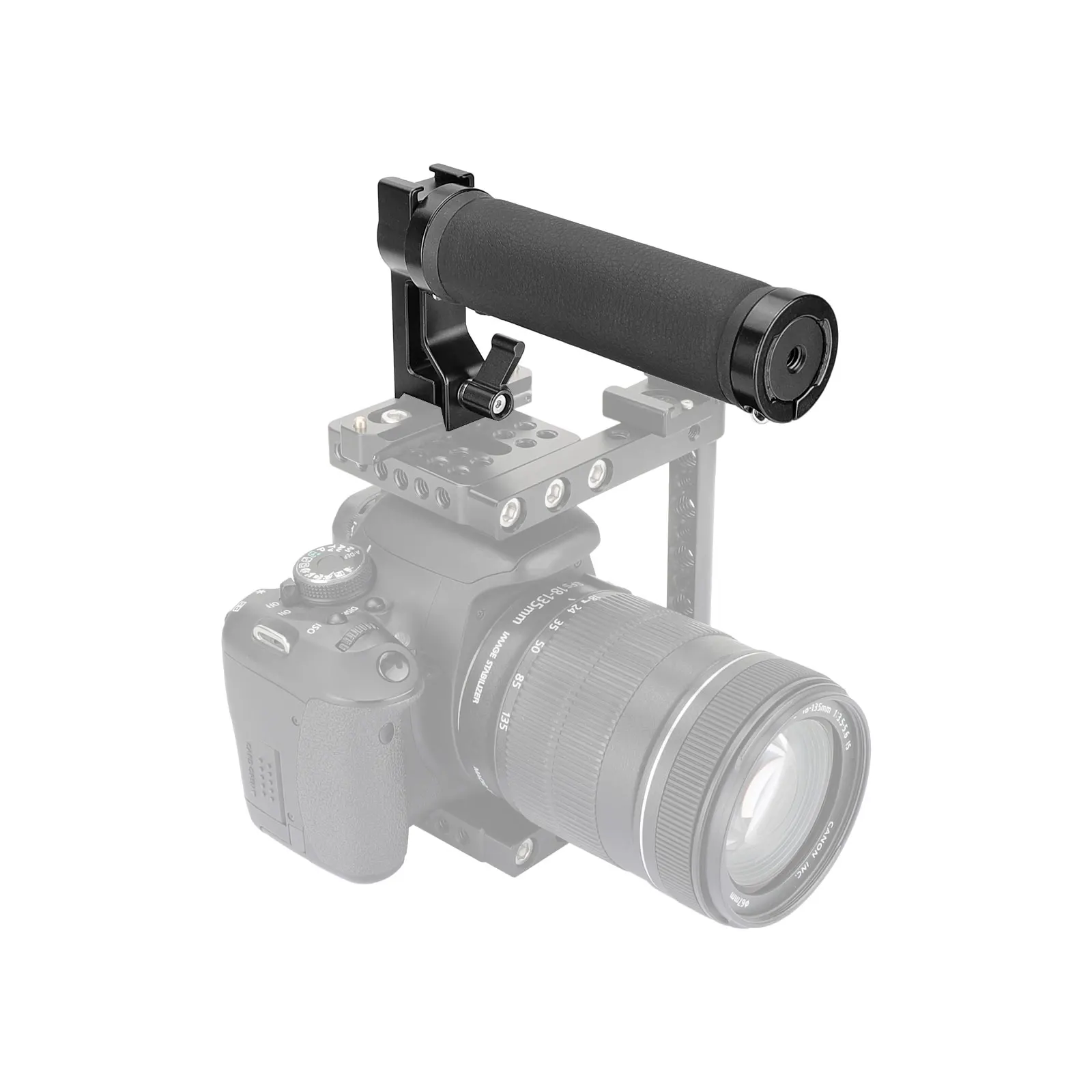 SZRIG-empuñadura superior de cuero con soporte para Zapata, deslizador NATO de liberación rápida para jaula de Monitor DSLR, 1/4-20 agujeros